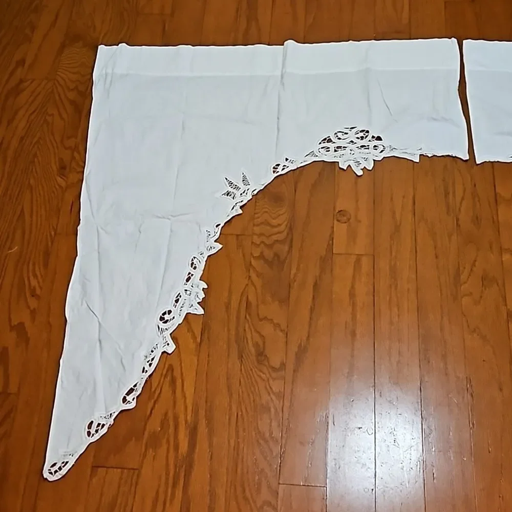 White Battenburg Lace Waterfall Curtains 100% Cotton | Cottagecore Drapes